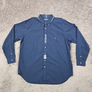 Polo Ralph Lauren camicia con bottoni uomo 2XL vestibilità navy manica lunga tasche alta - Foto 1 di 12