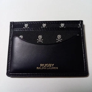 Ralph Lauren Rugby Skull Leather Nylon Card Case Black Navy JAPAN NEW Free Ship - Picture 1 of 4