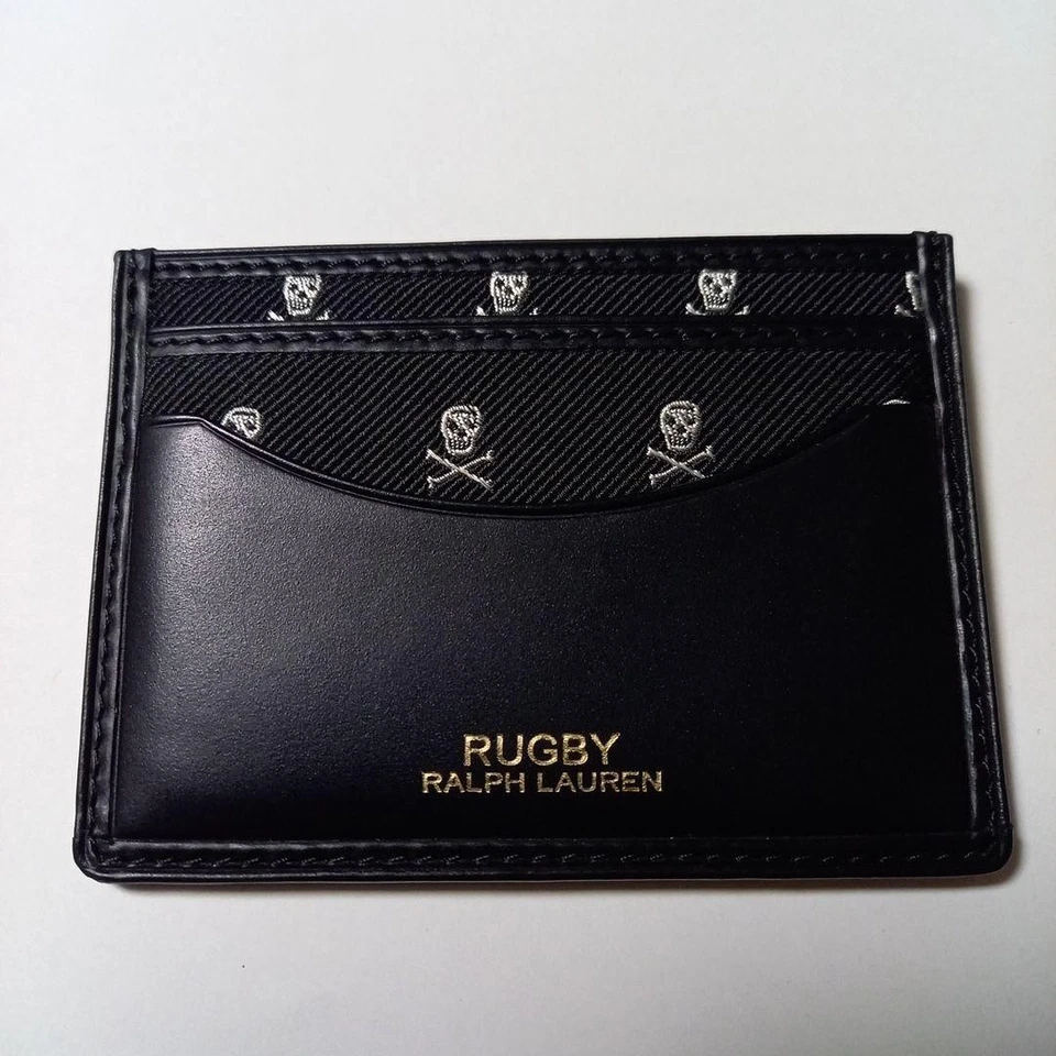 Ralph Lauren Rugby Skull Leather Nylon Card Case Black Navy JAPAN NEW Free Ship - Image 1 of 4