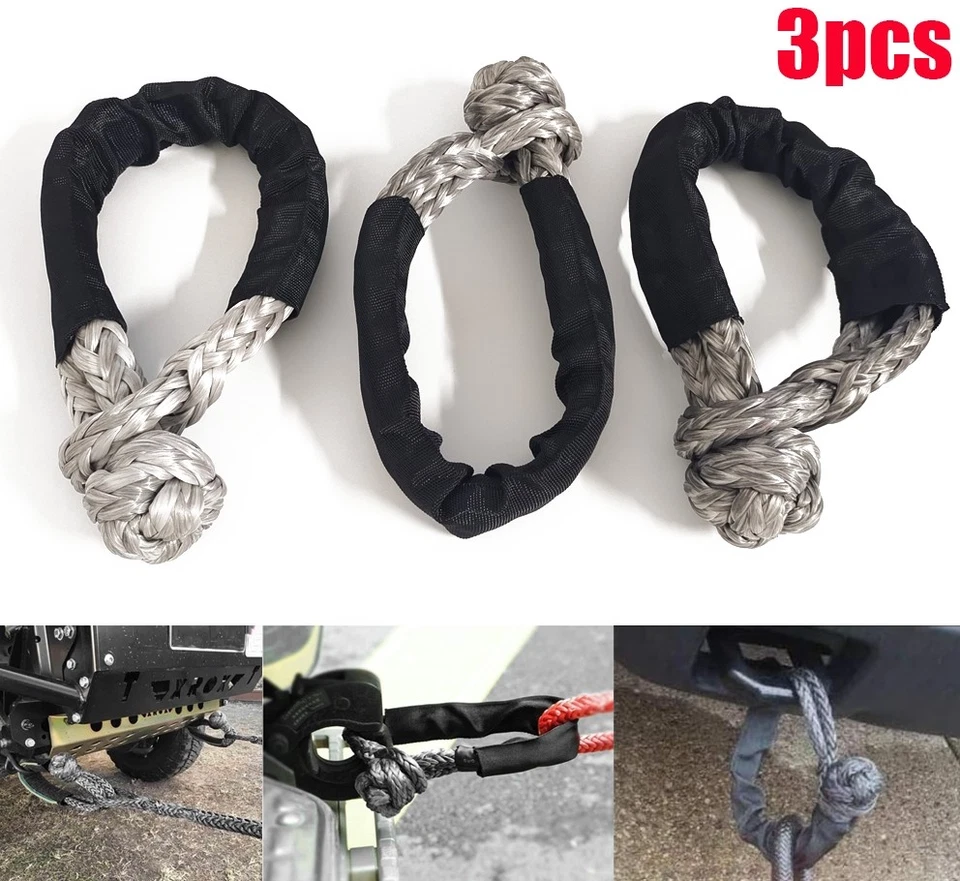 3x Grillete Suave Sintético 1/2"x22" Cuerda de Recuperación Grillete con Mangas Protectoras Foto 1 de 4