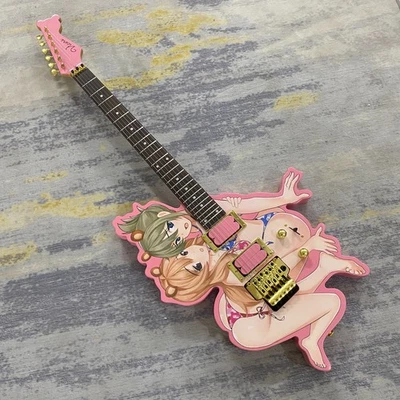 Anime, twin girls, electric guitar, tremolo bridge, gold hardware, in stock - Image 1 of 4