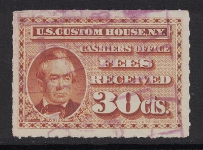 Scott RL2- Used- 30c Customs Fee Stamp- US Custom House, NY, 1887- Revenue - Image 1 of 2