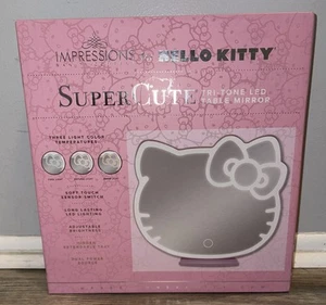 Hello Kitty New Impressions Vanity Super Cute Tri-Tone LED Table Makeup Mirror - Picture 1 of 11