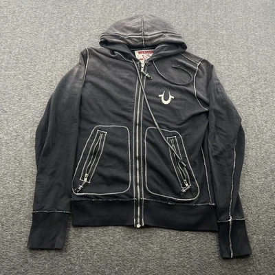 Sudadera con Capucha True Religion Charlie Cremallera Completa Para Hombre S Desteñida Negra Y2K Años 2000 Foto 1 de 4