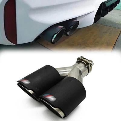 Exhaust Tips for BMW with M-POWER Muffler Pipe 63mm ID/90mm Outlet Carbon Fiber - Image 1 of 4