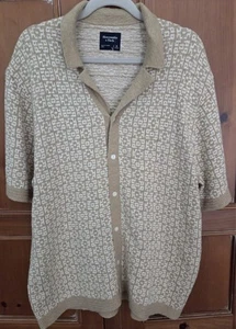 NWOT Abercrombie And Fitch Mens Beige/Brown Geometric Print Buttonup Shirt XL - Picture 1 of 9