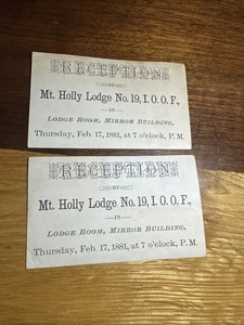 2- 1881 Mt Holly Lodge No. 19, IOOF-Reception- Mt Holly, NJ.  U480 - Picture 1 of 2