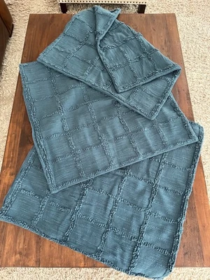 Juego de 3 fundas Euro 100 % ALGODÓN Crate & Barrel Orgánicas Doble Tejido Algodón Verde Azulado Foto 1 de 4