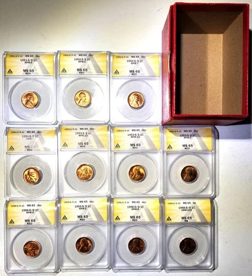 Lincoln Wheat Cent 11-Coin Set - ANACS Certified - 1951 to 1956 - Image 1 of 4