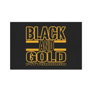 Schwarz und Gold Pittsburgh Fußmatte | Sport Team Dekor Geschenkidee  - Bild 1 von 17