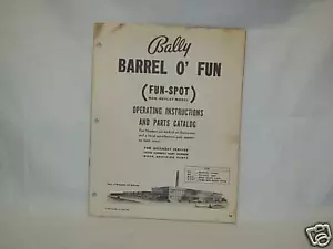 Barrel O' Fun Pinball Bingo Manual Bally Original - Picture 1 of 1