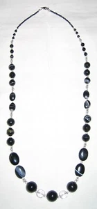 New Handmade Woman's Banded Black Onyx Necklace - Picture 1 of 3