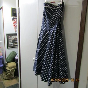 Size 16 Miss Anne Strapless Navy with White Polka Dots Dress RRP $ 99.95 NWT. - Imagen 1 de 16