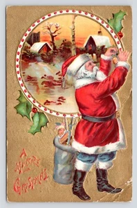 Postal publicada de Feliz Navidad Papá Noel en relieve - Imagen 1 de 2