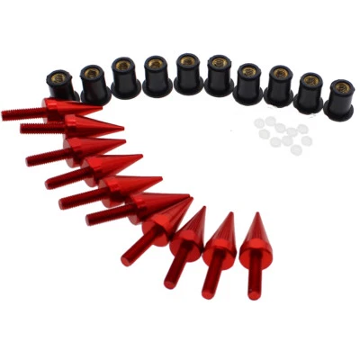 10x CNC Universal Windscreen Windshield Spike Bolt Screw Kit M5 Nuts Cruiser Red - Image 1 of 4