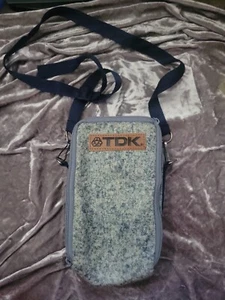 Vintage 80er / 90er TDK Electronics WALKMAN / CAMERA Tasche Whitewash Denim Zip Pouch - Bild 1 von 5
