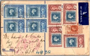 1948 Mauritius Registered Airmail cover To USA Illinois Chicago Multi Stamps - Picture 1 of 2