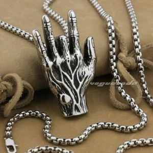 Enorme colgante de mano grande de acero inoxidable para motociclista punk joyería AJ017B BZ - Imagen 1 de 10