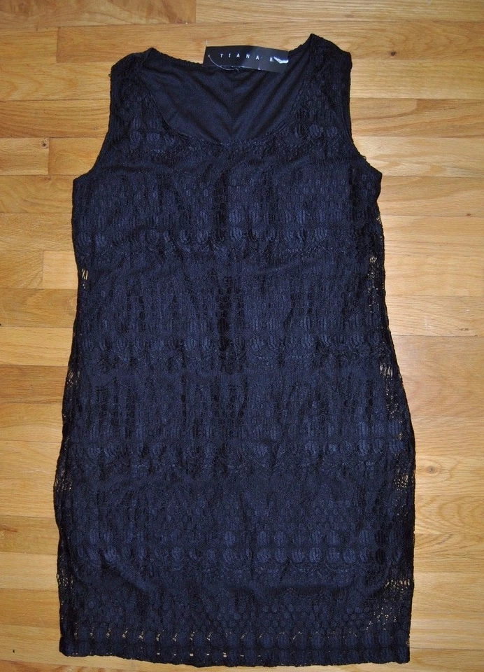 Tiana B. Womens Size Small Sleeveless Lace Crochet Dress Black