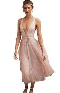 Neu mit Etikett Saints and Secrets Damengröße Small tiefes Feenkleid Rouge Midi launisch - Bild 1 von 12