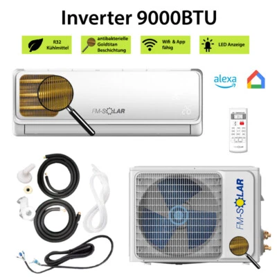 Split Klimaanlage 9000BTU Klimagerät Inverter WiFi 2,6kW Splitgerät 3m Leitung - Bild 1 von 4