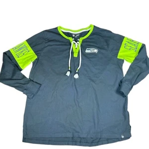 Ropa del equipo de la NFL Seahawks verde marino bloque de colores con cordones logotipo camisa grande - Imagen 1 de 7