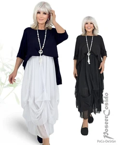 AKH Lagenlook Wolkenrock Binde-Ballon-Rock 44 46 48 50 52 54 56 schwarz & weiß - Bild 1 von 22