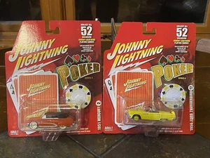 JOHNNY LIGHTNING POKER SERIE FORD THUNDERBIRD & QUECKSILBER SET MIT 2 NOS AUF KARTE - Bild 1 von 8