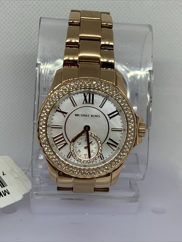 NUOVO Orologio Michael Kors Everest Donna Cristalli Pave Quadrante MOP Oro Rosa MK7364