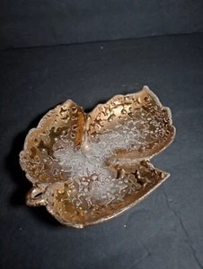 VTG Hand Decorated 22k Weeping Bright Gold Maple Leaf Dish Trinket Nut Candy USA - Picture 1 of 6