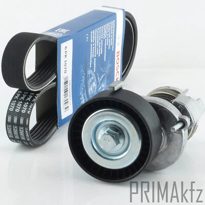 BOSCH Keilriemen + Riemenspanner für AUDI A3 VW Golf VI Passat Caddy 1.6 2.0 TDI - Bild 1 von 3