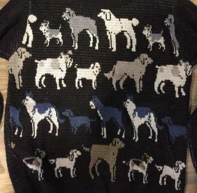 146. Modcloth Dog Park Intarsia Sweater Nwt S Recycled Cotton - Image 1 of 4
