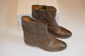 Isabel Marant Etoile Brown Crisi Cluster Leather Flat Ankle Wedge Boots EU40 UK7 - Picture 1 of 12