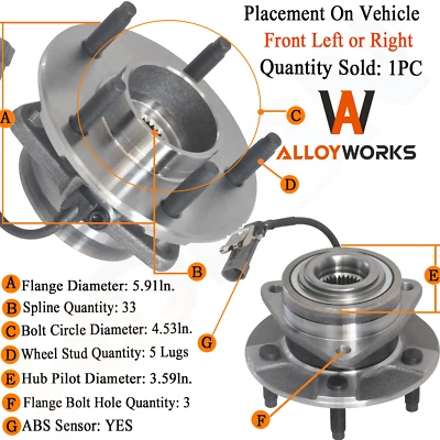 Front Wheel Hub Bearing for Chevy Equinox/ Pontiac Torrent /Saturn Vue V6 02-07 - Image 1 of 4
