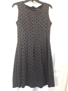 Women's Sz 10 En focus polka dot black and gray swing dress pleats Rock-a-Billy - Picture 1 of 7