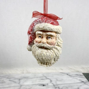 Hallmark Holiday Santa Ornament Claus Glitter Christmas Xmas Head Red White 4” - Picture 1 of 10