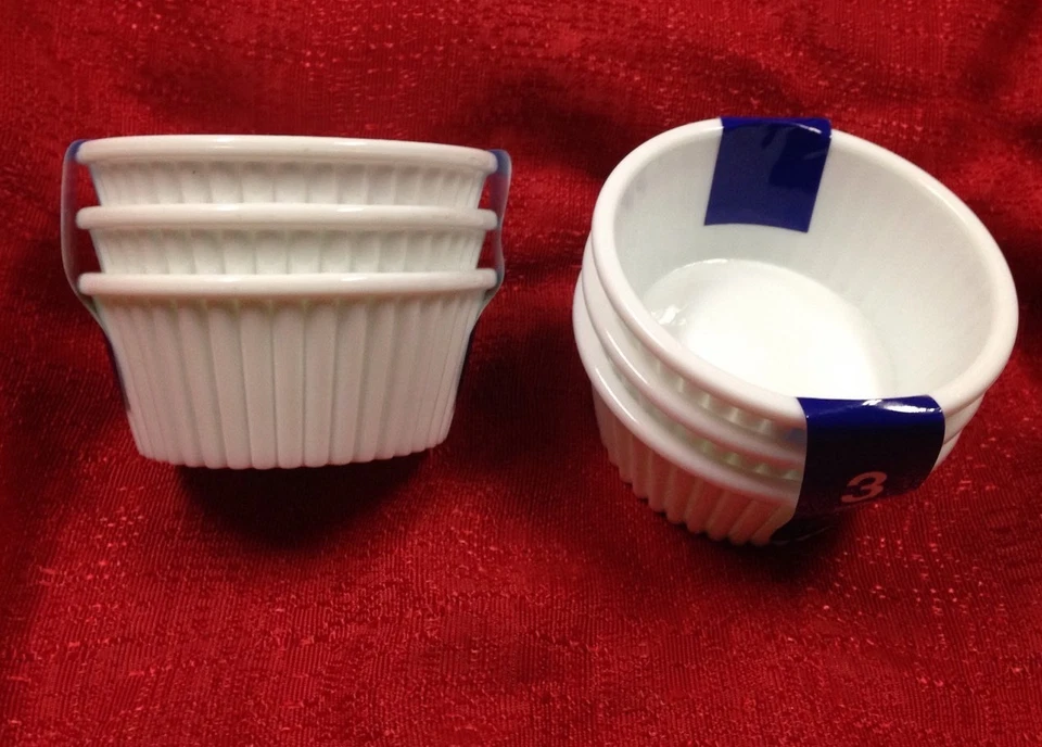 6 White Ramekin Sauce Cups -Side Sauce Dish Salsa Dip Bowl 4oz each Brand New