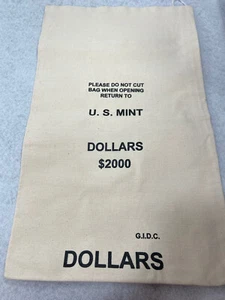 Vintage U.S. Mint $2000 dollars canvas coin bag G.I.D.C. Free shipping - Picture 1 of 5