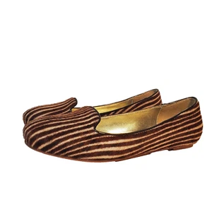 Elaine Turner Womens Shoes SZ 7 Beige Brown Flat Ballet Calf Hair Leather Bottom - Picture 1 of 16