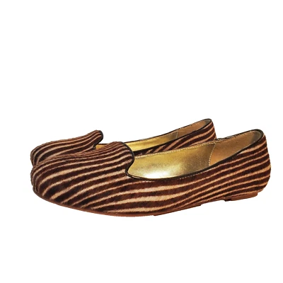 Zapatos para mujer Elaine Turner talla 7 beige marrón plano ballet pelo de becerro parte inferior de cuero Foto 1 de 4