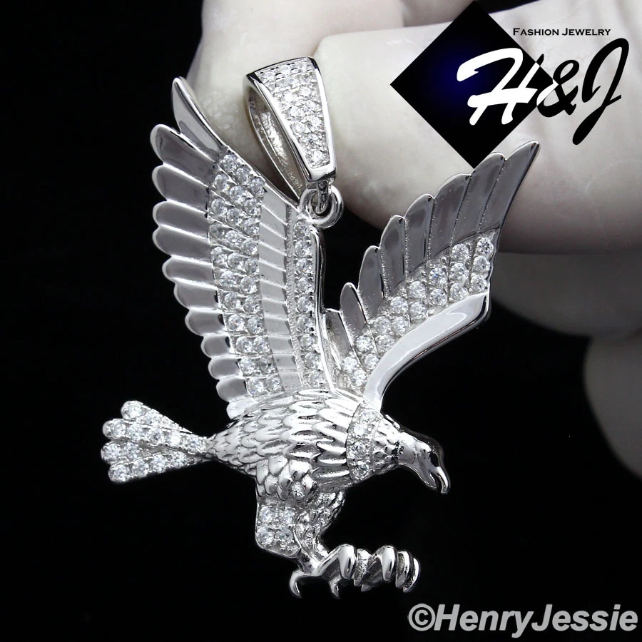 COLGANTE DE ÁGUILA HIPHOP 3D DE PLATA ESTERLINA 925 SÓLIDA PARA HOMBRE*SP149 Foto 1 de 4