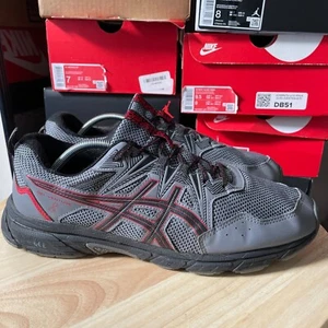 Asics Gel Venture 8 Hombres Talla 11.5 Zapatos Gris Negro Rojo Tenis para Correr Trail - Imagen 1 de 10