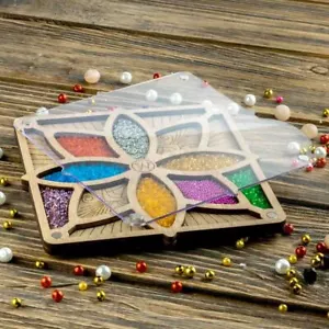 Wood bead organizer tray with lid "Chamomile" - Picture 1 of 4