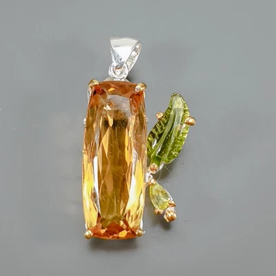 Jewellery 24ct+ Natural Citrine Quartz Pendant 925 Sterling Silver  /NP50335 - Image 1 of 4