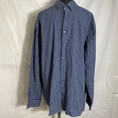 Camisa Jos A Bank Traveler Ajuste Tradicional Talla 2XL Abotonada Azul Blanco A Cuadros Foto 1 de 4