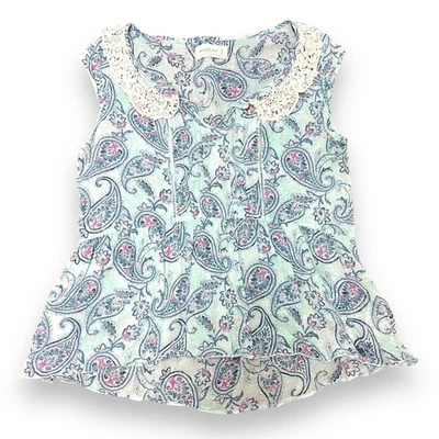 Abercrombie Fitch Womens Blouse Top Lace Collar Lightweight Floral Boho Medium - Image 1 of 4