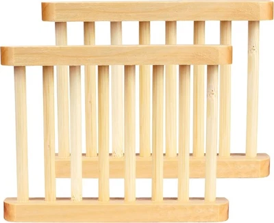 Self-Draining Bamboo Soap Tray Set 2-Pack Wooden Soap Holder for Shower Bathroom - Image 1 of 4