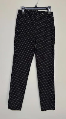 Pantalones para mujer WHO WHAT WEAR negros blancos a lunares cintura elástica cremallera trasera talla 2 Foto 1 de 4