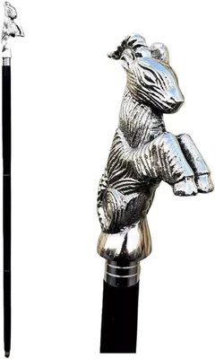 Bastón de madera con mango de cabeza de latón macizo náutico negro con plata Foto 1 de 4