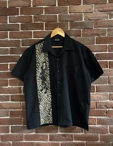 Vintage Made In The USA Button Up Bowling Shirt Leopard Black Size Medium - Picture 1 of 5